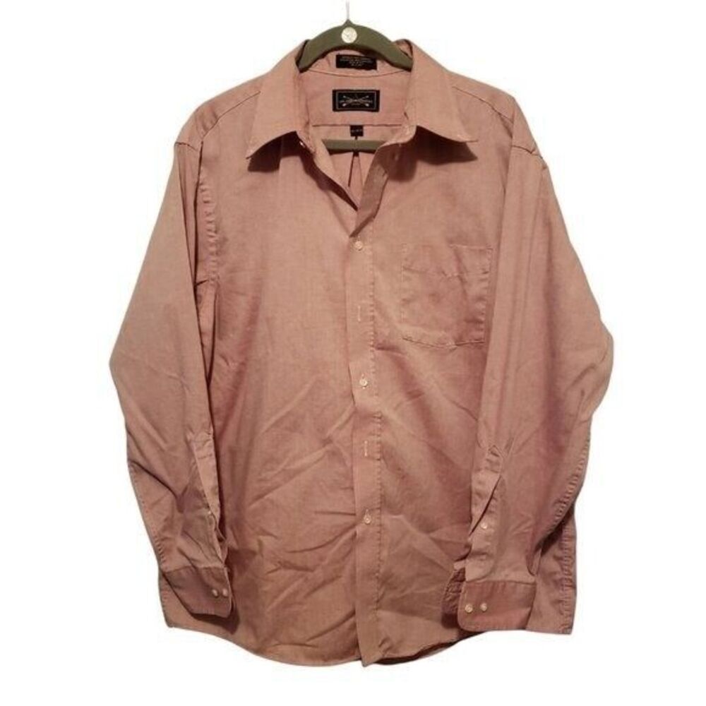 Arrow Mens Sz 16.5 Pink  Solid Long Sleeve Dress Shirt